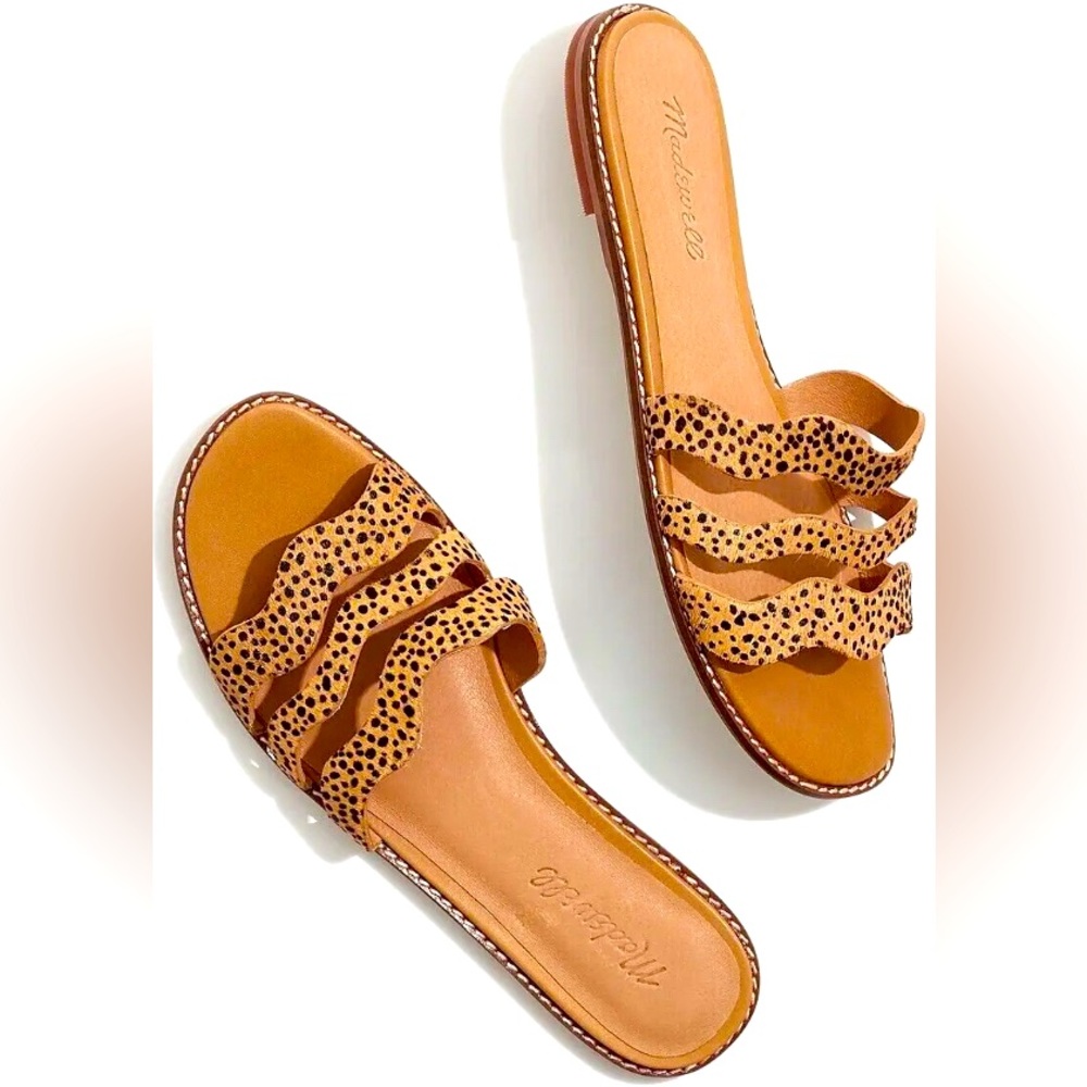 Madewell Wave Slide Sandal in Spotted Calf Hair